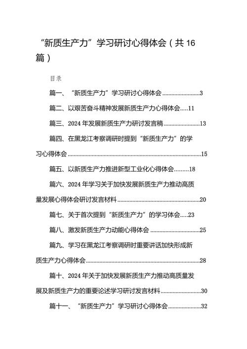 “新质生产力”学习研讨心得体会16篇（最新版）.docx