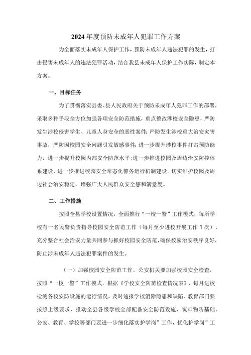 2024预防未成年人犯罪工作方案.docx