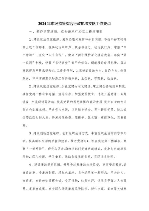 2024年市场监管综合行政执法支队工作要点.docx