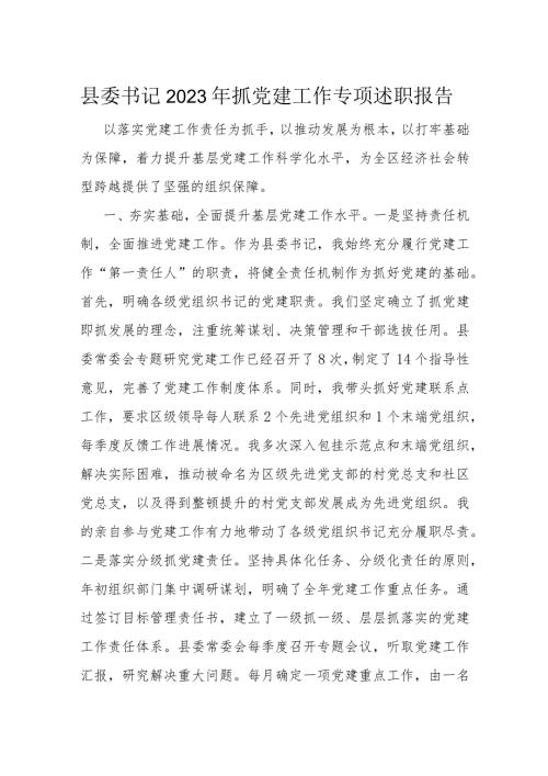 县委书记2023年抓党建工作专项述职报告.docx