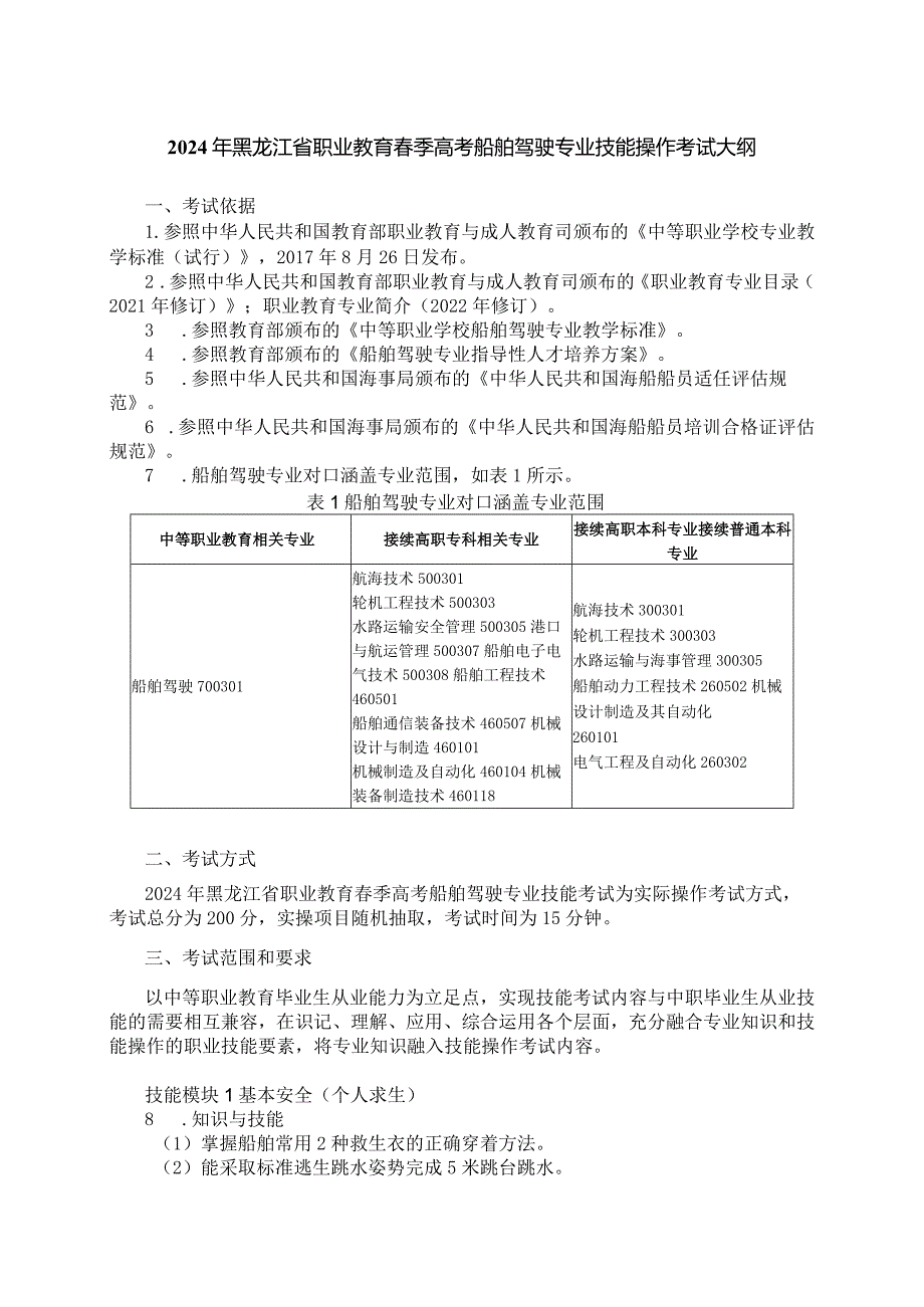 705船舶驾驶专业技能操作考试大纲.docx_第1页