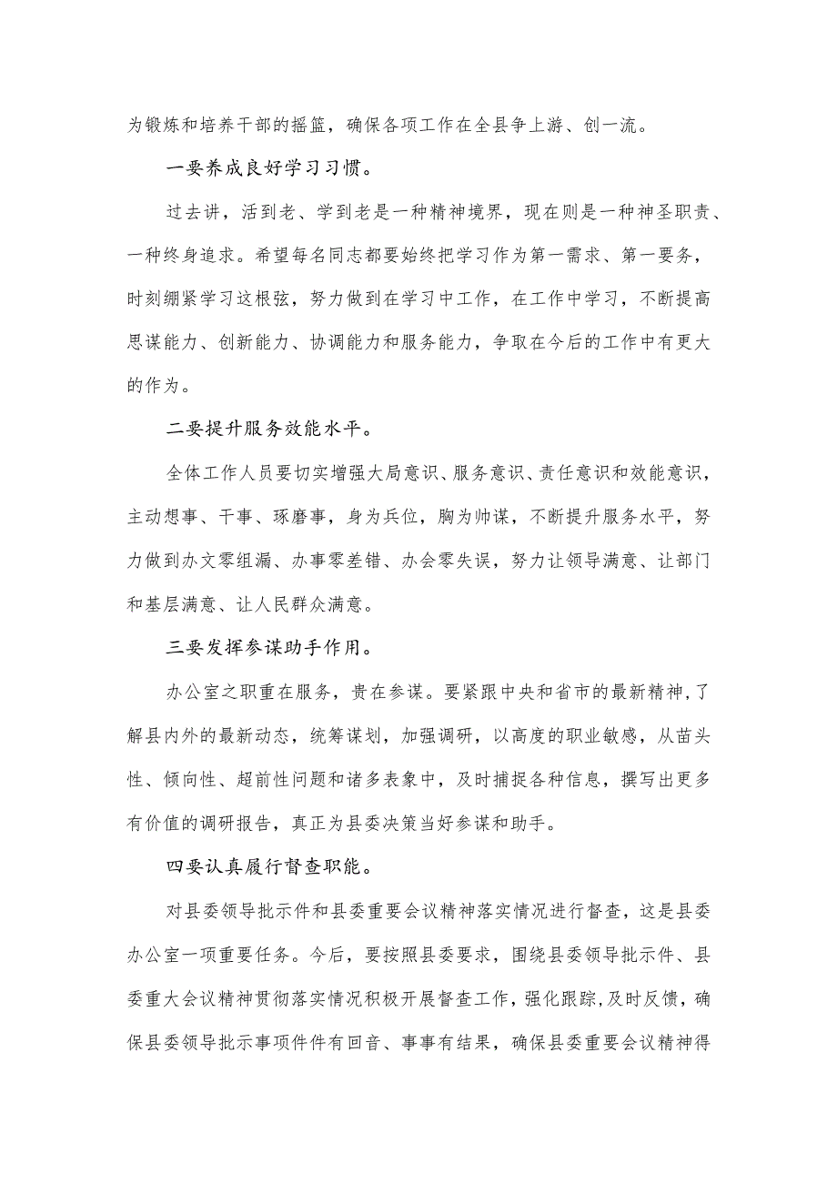 在县委办公室2024工作总结会上的讲话发言.docx_第3页