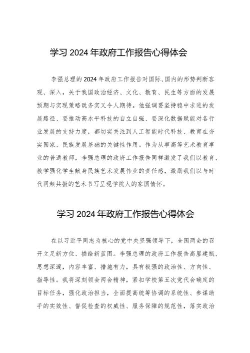 2024年“两会”政府工作报告的心得体会40篇.docx