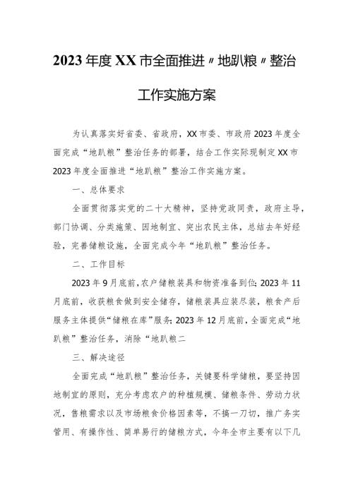 2023XX市全面推进“地趴粮”整治工作实施方案.docx