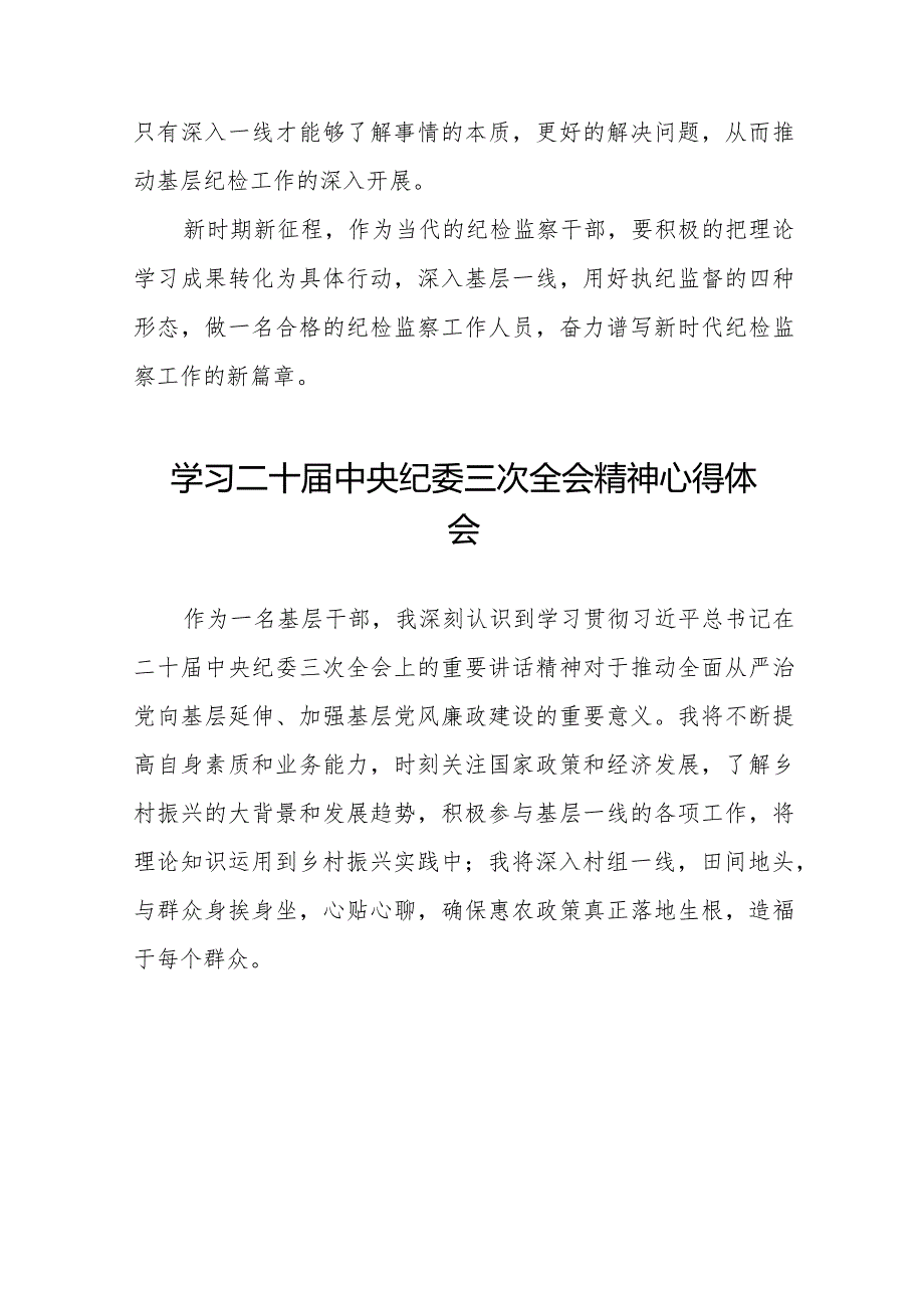 纪检干部关于学习二十中央纪委三次全会精神的心得体会(25篇).docx_第2页
