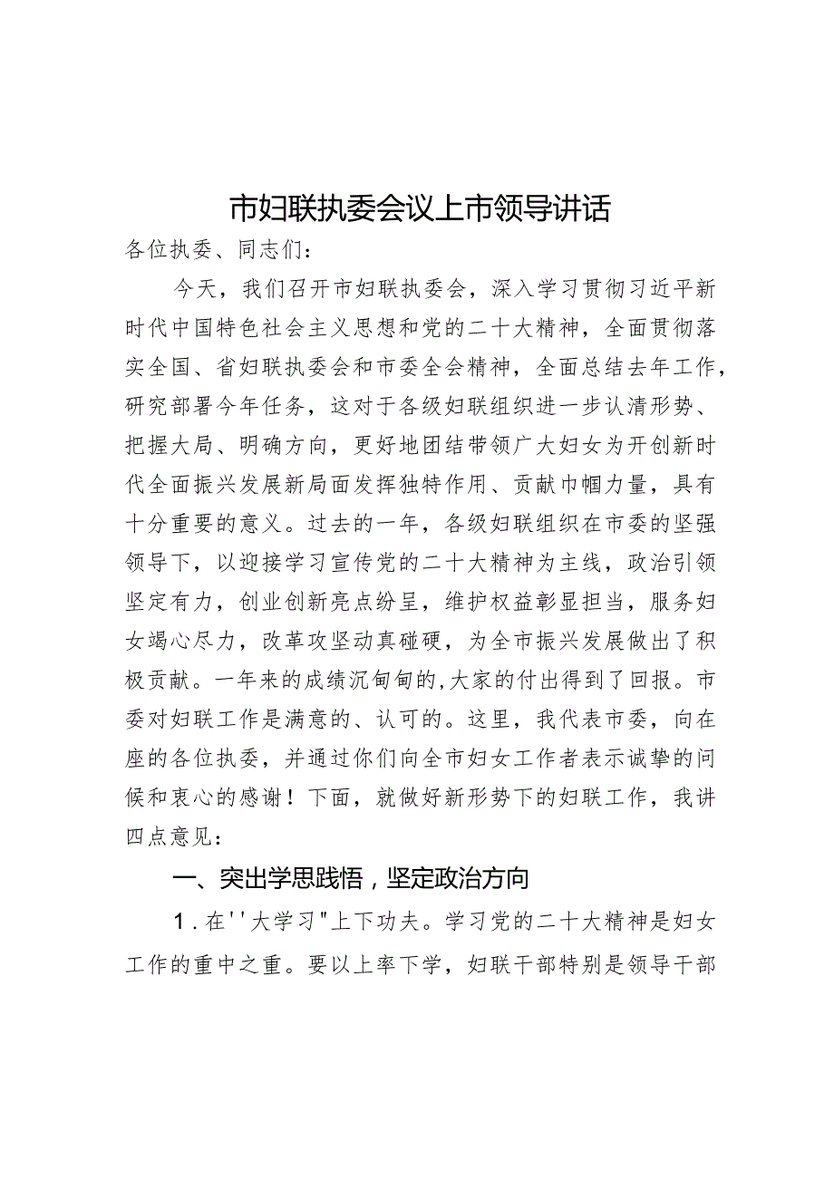 市妇联执委会议上市领导讲话(2).docx_第1页