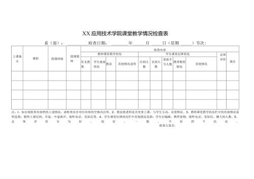XX应用技术学院课堂教学情况检查表（2024年）.docx