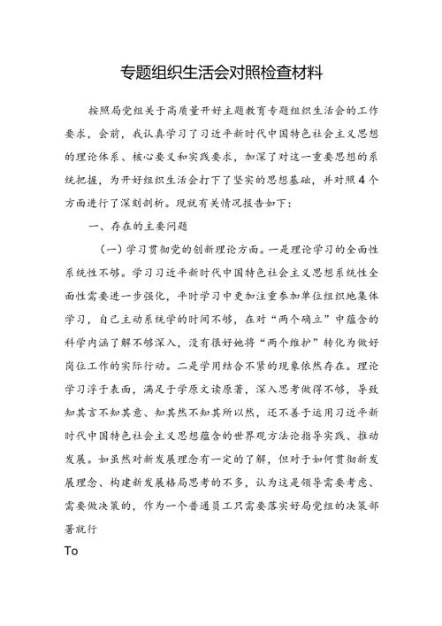 2024检视“四个方面”专题组织生活会对照检查材料.docx