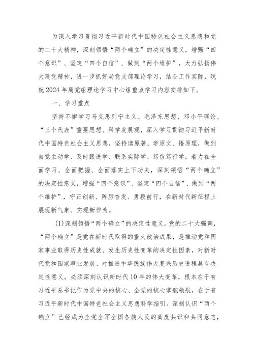 2024年局党支部理论学习计划(1).docx