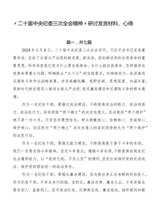 “二十中央纪委三次全会精神”研讨发言材料、心得.docx