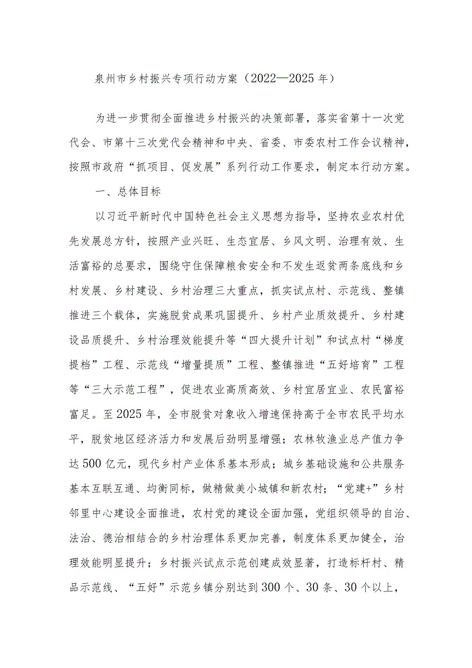 XX市乡村振兴专项行动方案（2022—2025年）.docx_第1页