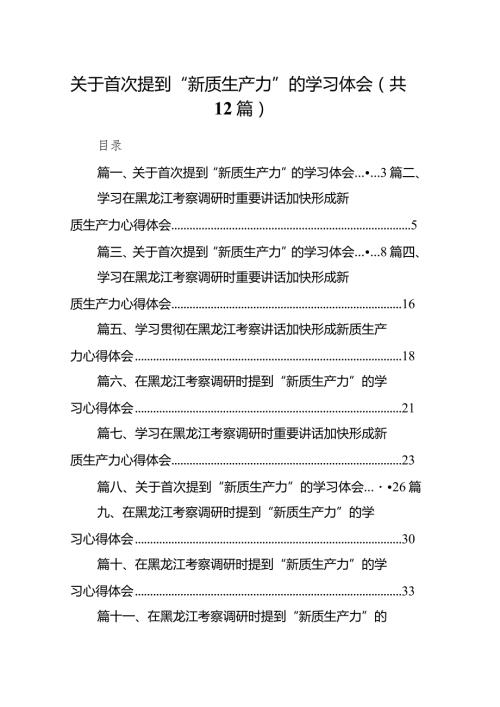 2024关于首次提到“新质生产力”的学习体会(精选12篇汇编).docx