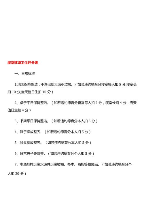 寝室环境卫生评分表.docx