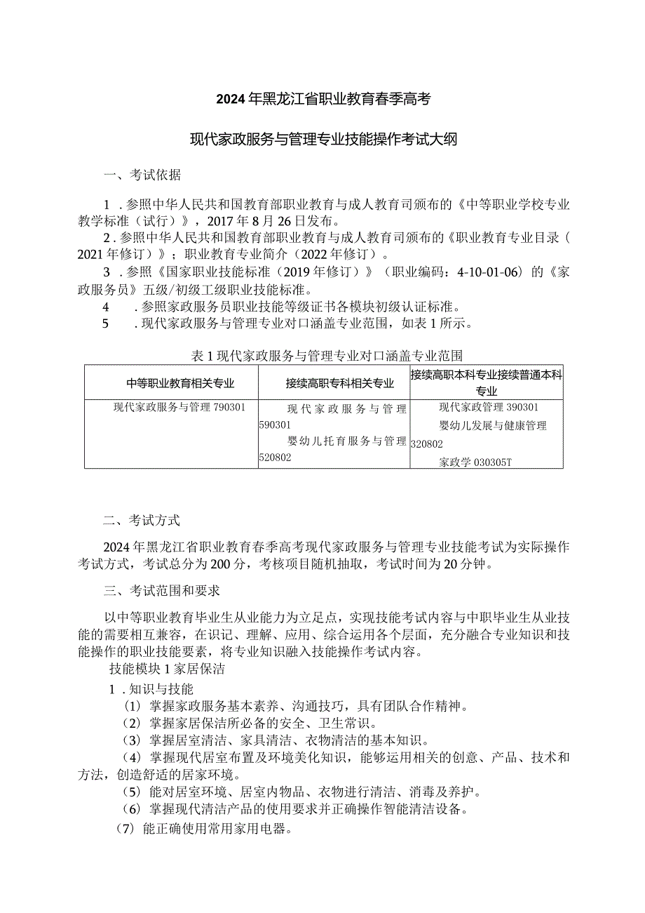 795现代家政服务与管理专业技能操作考试大纲.docx_第1页