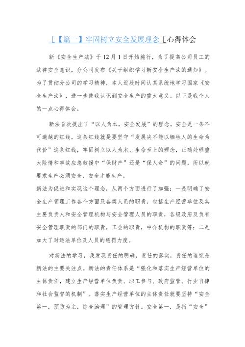 牢固树立安全发展理念心得体会六篇.docx