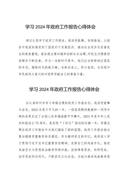 2024年政府工作报告学习感悟发言合集40篇.docx