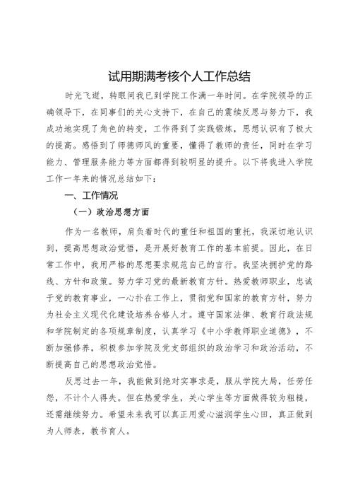 试用期满考核个人工作总结(1).docx