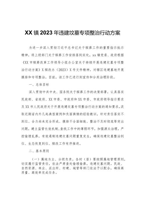 XX镇2023年违建坟墓专项整治行动方案.docx