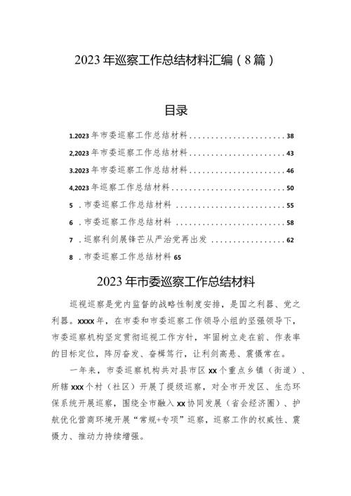 2023年巡察工作总结材料汇编（8篇）.docx