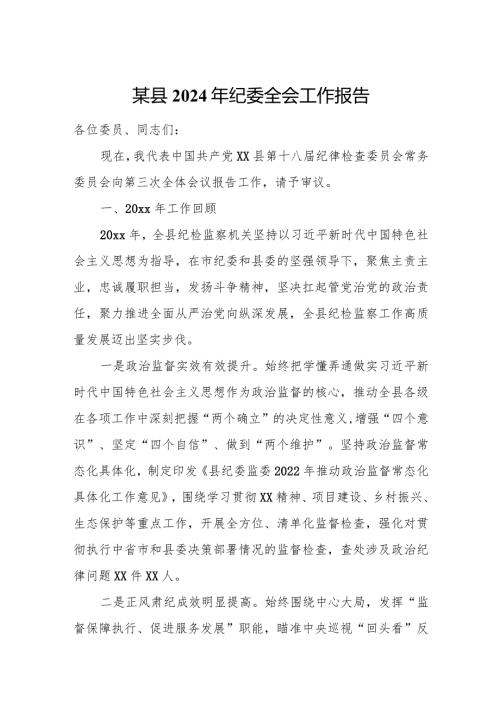 某县2024年纪委全会工作报告.docx