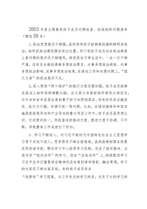 2024主题教育班子成员对照检查、检视剖析问题清单（精两篇合辑）.docx