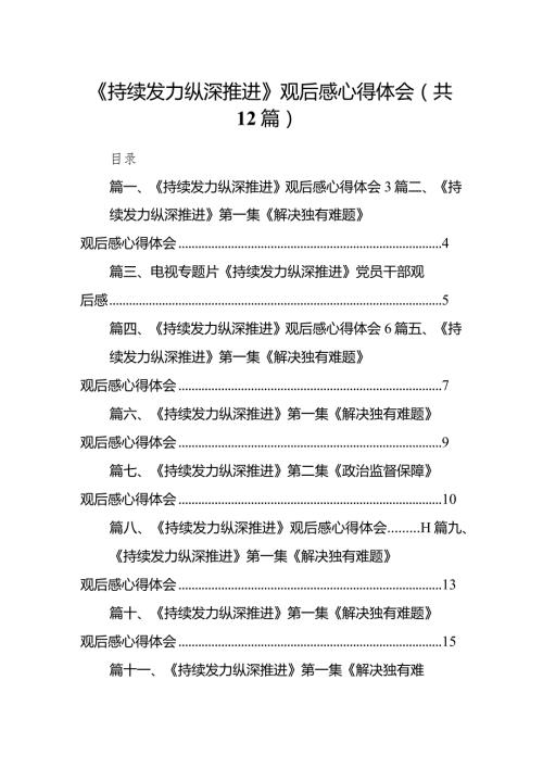 《持续发力纵深推进》观后感心得体会（共12篇）.docx