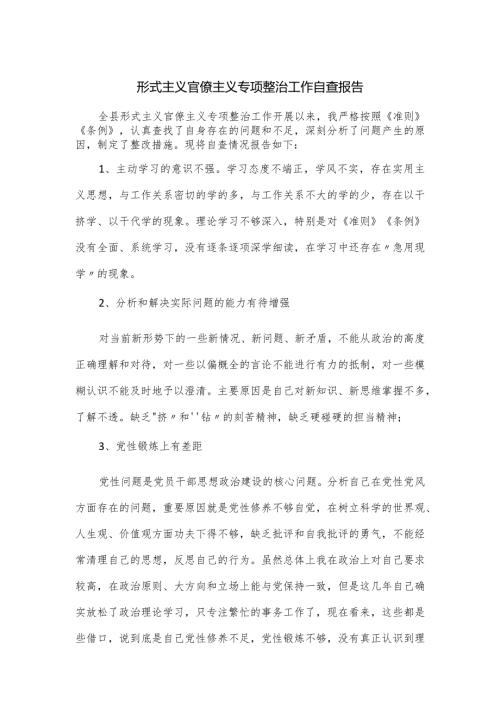 形式主义官僚主义专项整治工作自查报告.docx
