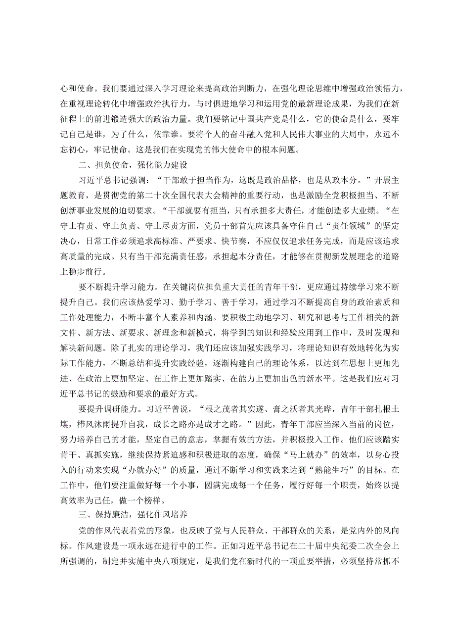 党课：贯彻主题教育精神扬青年风采谱无悔青.docx_第2页