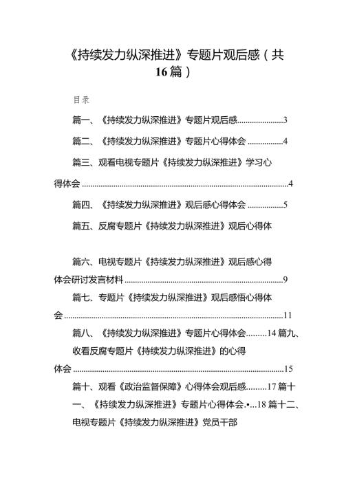 《持续发力纵深推进》专题片观后感(16篇合集).docx