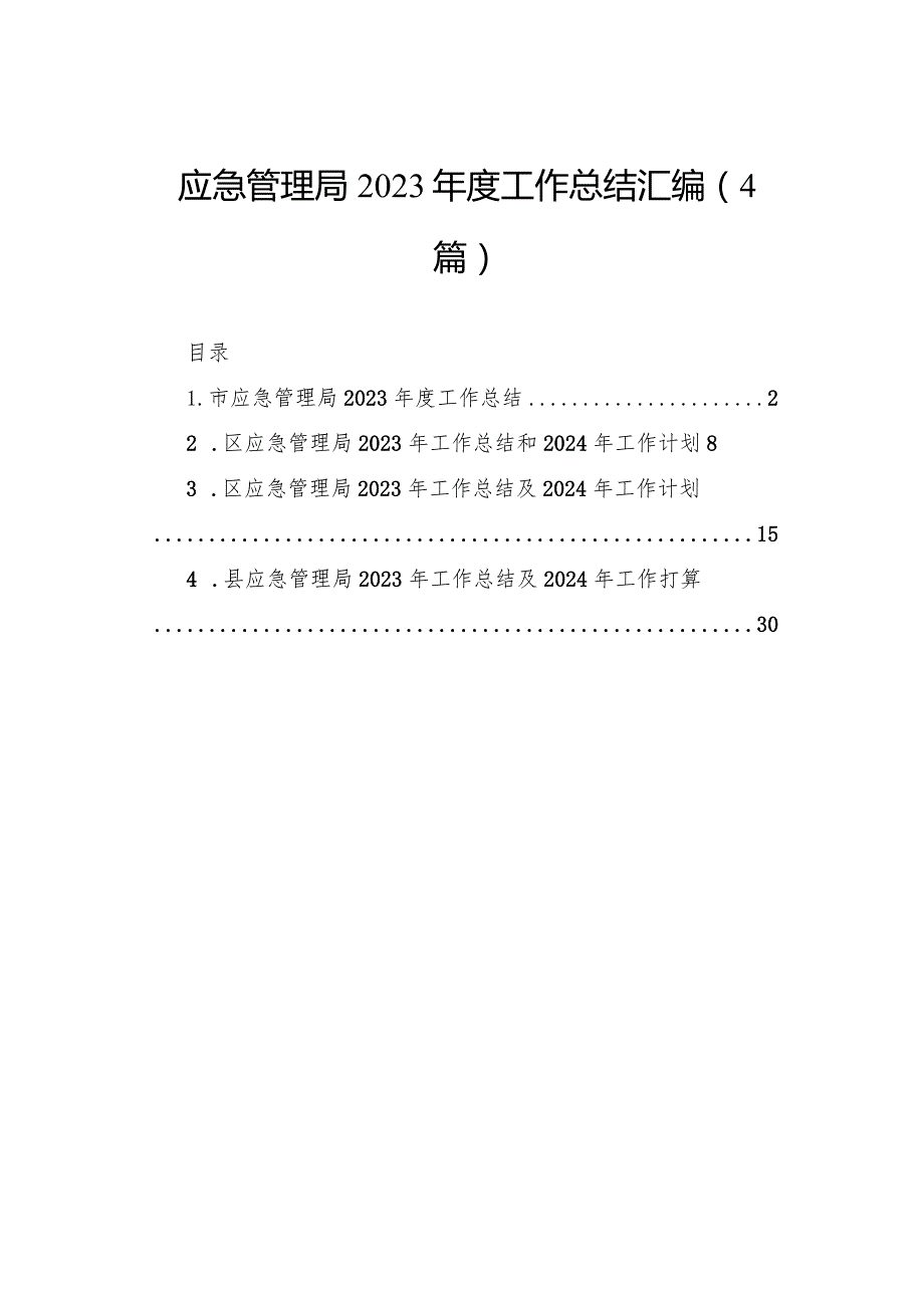 应急管理局2023工作总结汇编（4篇）.docx_第1页