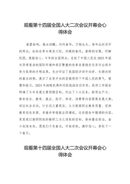 年轻干部2024年两会观看第十四全国人大二次会议开幕会心得体会五十篇.docx