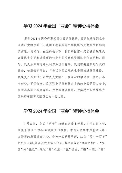 学习2024年两会精神心得体会范文汇编二十篇.docx
