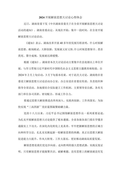 2024开展解放思想大讨论心得体会一.docx