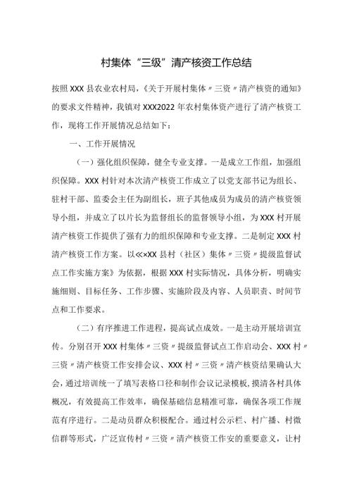 村集体三级清产核资工作总结.docx
