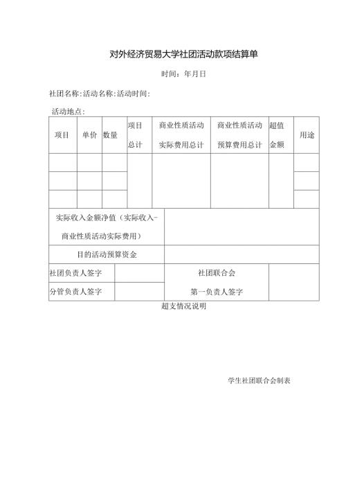 28 对外经济贸易大学社团活动款项结算单.docx