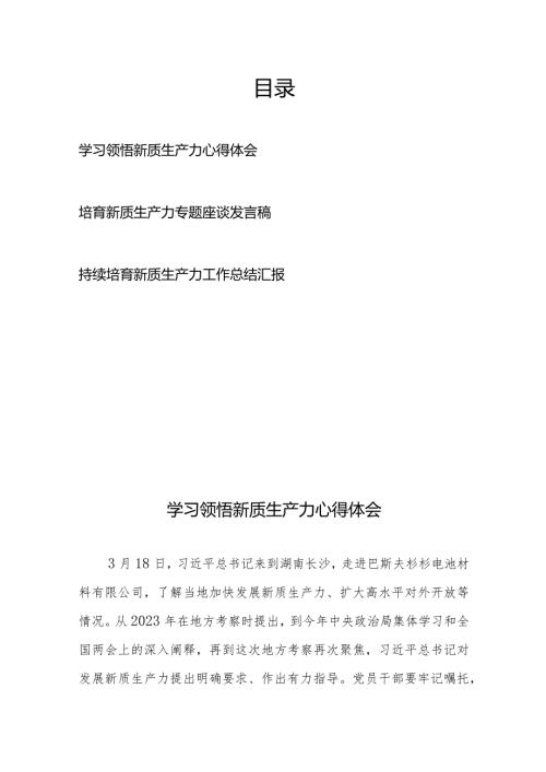 学习领悟持续培育新质生产力专题座谈发言工作总结心得体会3篇.docx