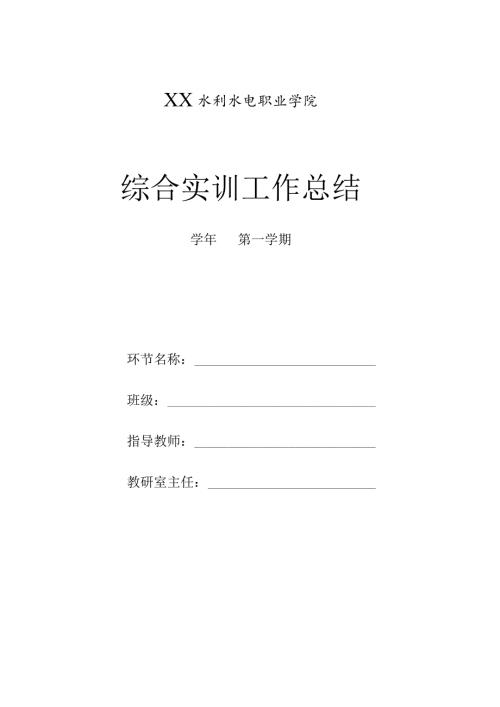 XX水利水电职业学院综合实训工作总结（2024年）.docx