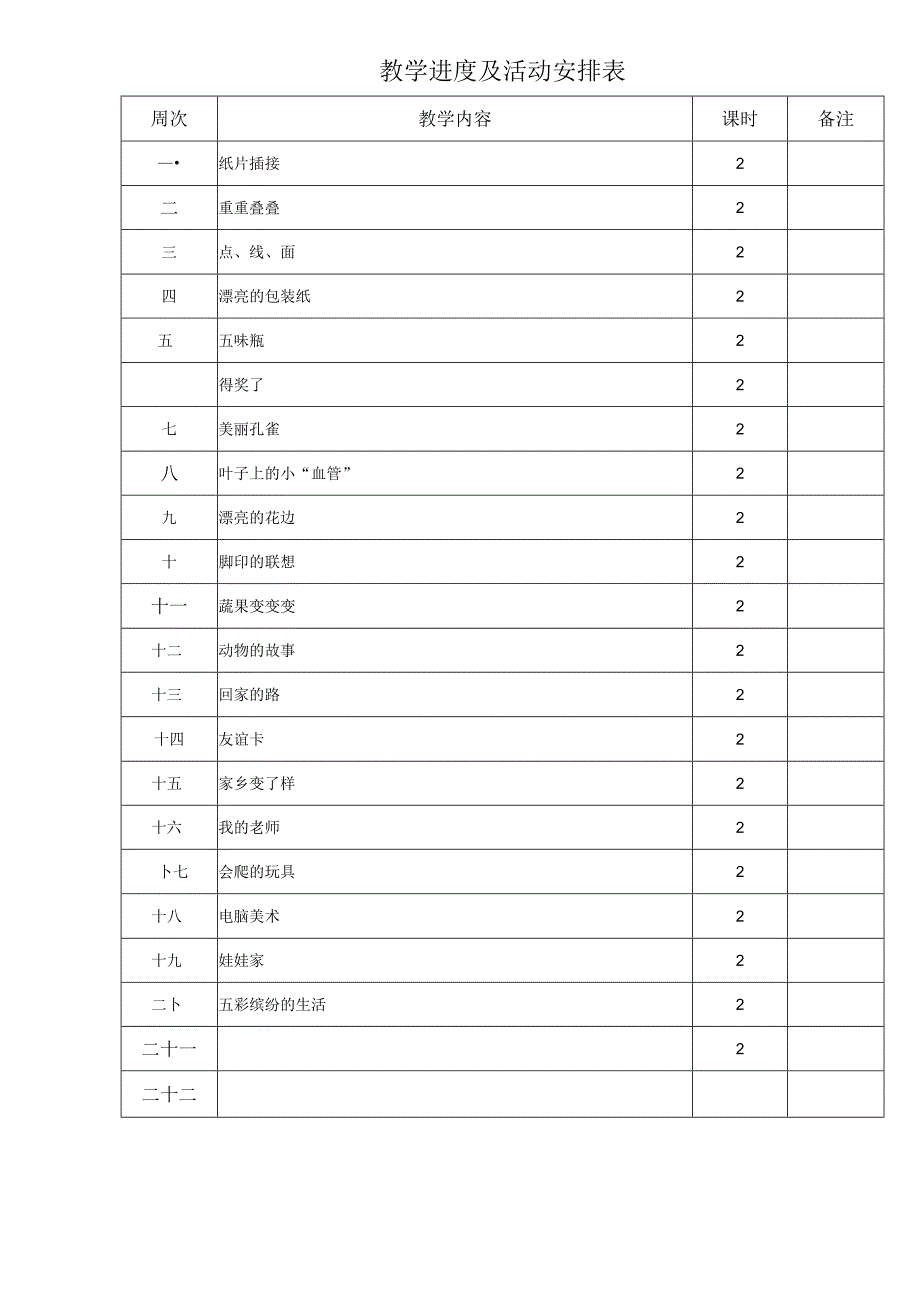 教学计划（知识清单）20232024人教版美术 二年级下册.docx_第3页