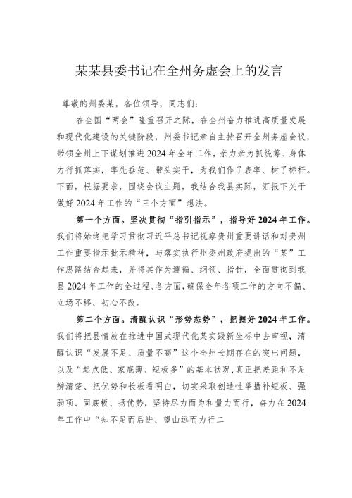 某某县委书记在全州务虚会上的发言.docx