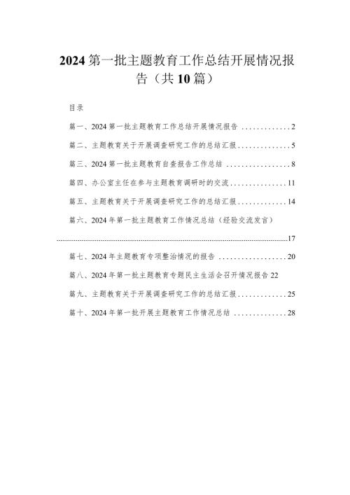 第一批专题工作总结开展情况报告（共10篇）.docx