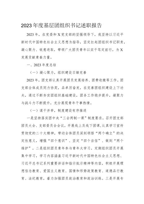 2023基层团组织书记述职报告.docx