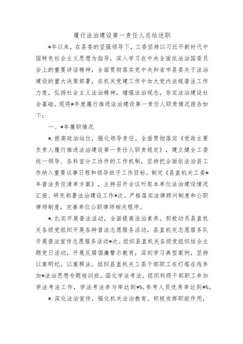 履行法治建设第一责任人总结述职.docx