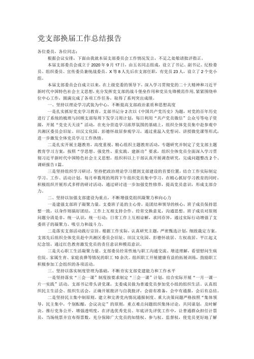 党支部换工作总结报告(1).docx