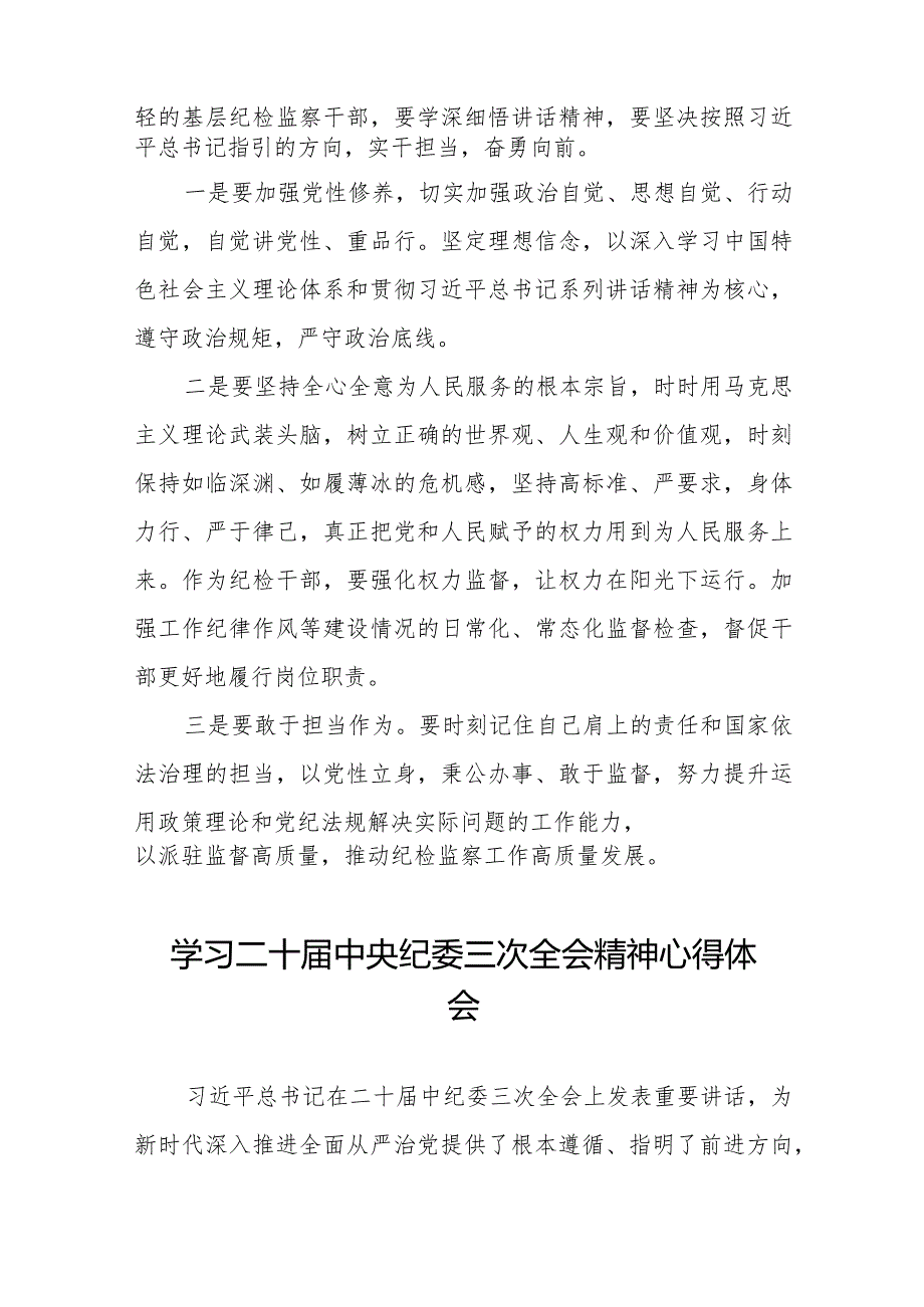 纪检干部关于学习贯彻二十中央纪委三次全会精神的心得感悟(25篇).docx_第3页