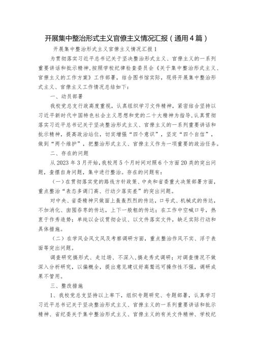 开展集中整治形式主义官僚主义情况汇报(通用4篇).docx