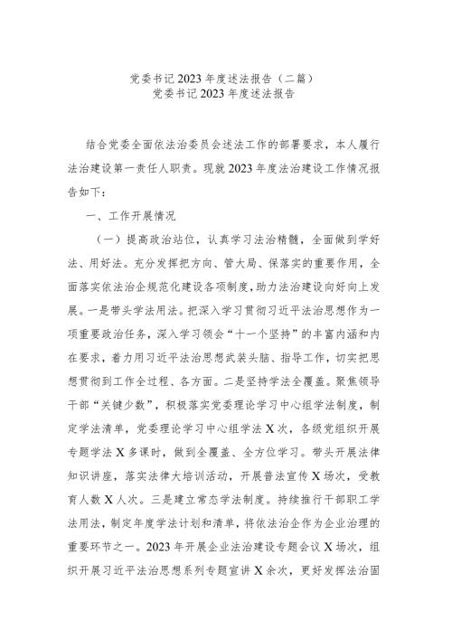 党委书记2023述法报告(二篇).docx