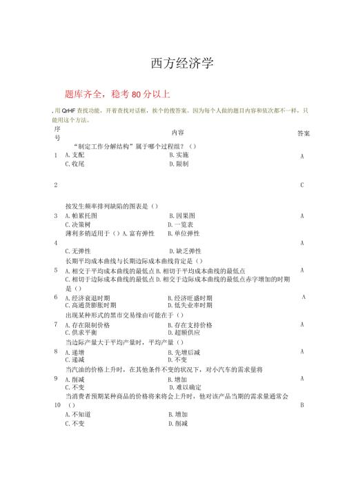 2024电大职业技能实训形成性考核西方经济学(工商管理)答案.docx