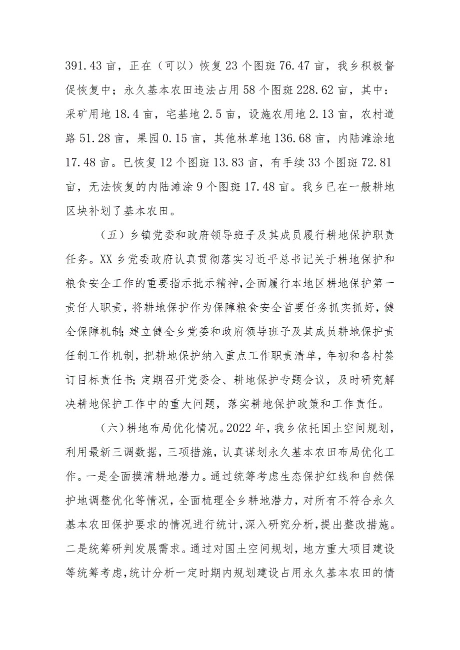 XX乡2022耕地保护责任目标“自考核”工作自查报告.docx_第2页