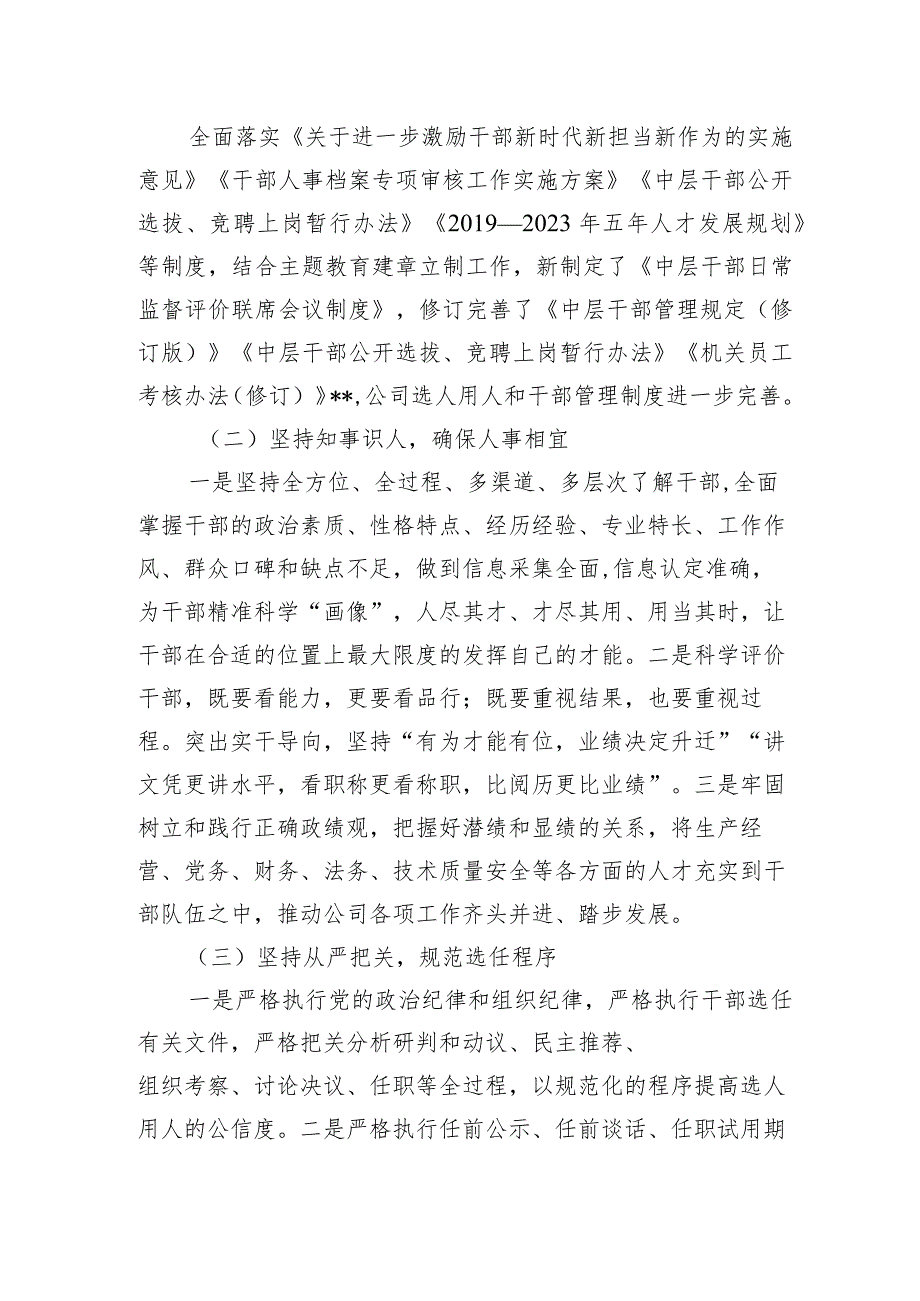国企公司党委20232024选人用人工作专题报告（总结）.docx_第2页
