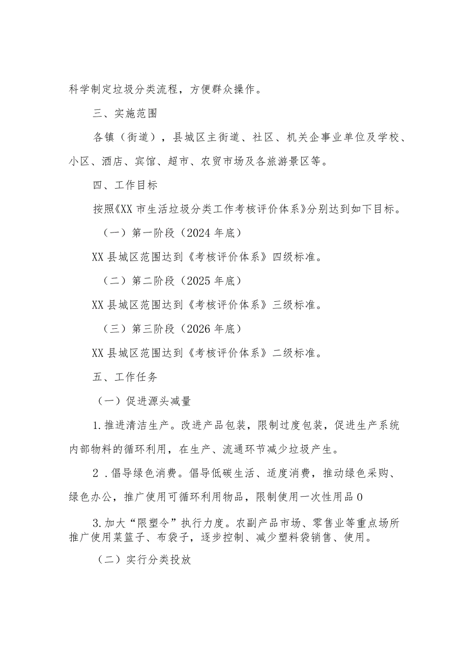 XX县城镇生活垃圾分类实施方案.docx_第2页